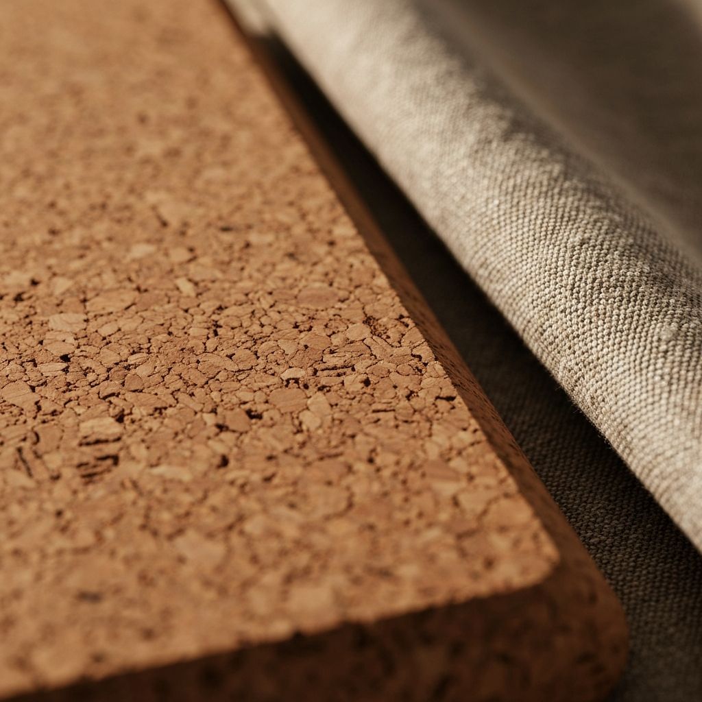 Premium cork and linen sauna mat - natural materials closeup